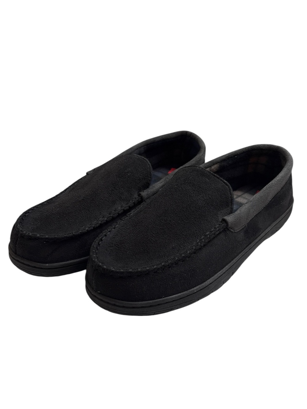 Hanes Faux Suede Fleece Lined Slip-On Slipper House Shoe Black Size 12.5 - 13.5